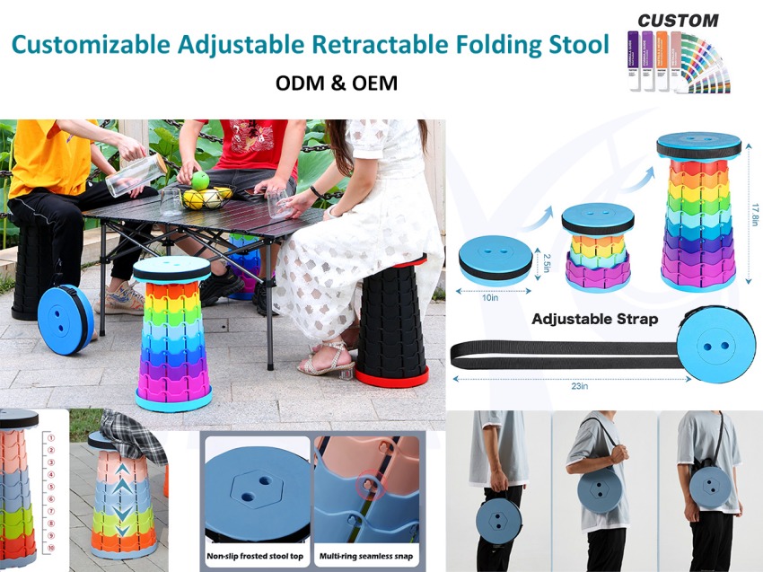 Ekoloji cəhətdən təmiz Qatlanan Teleskopik Teleskop Düşərgə Taburesi