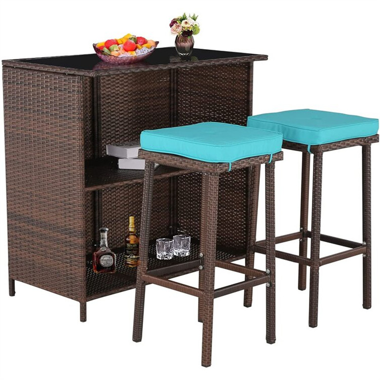 3 Parça Veranda Rattan Hörmə Bar dəsti